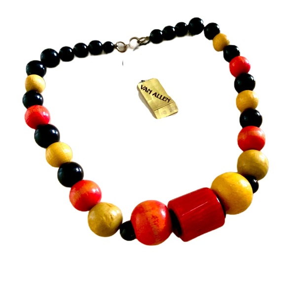 Van Allen NY Vintage Retro Large Beaded Statement Necklace - Picture 2 of 2